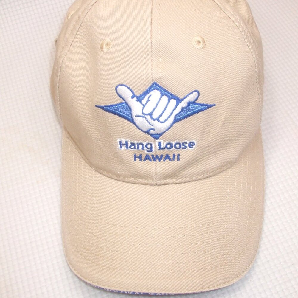 Surfware Hang Loose Hawaii Baseball Cap Hat Khaki STRAPBACK Adjustable Headwear